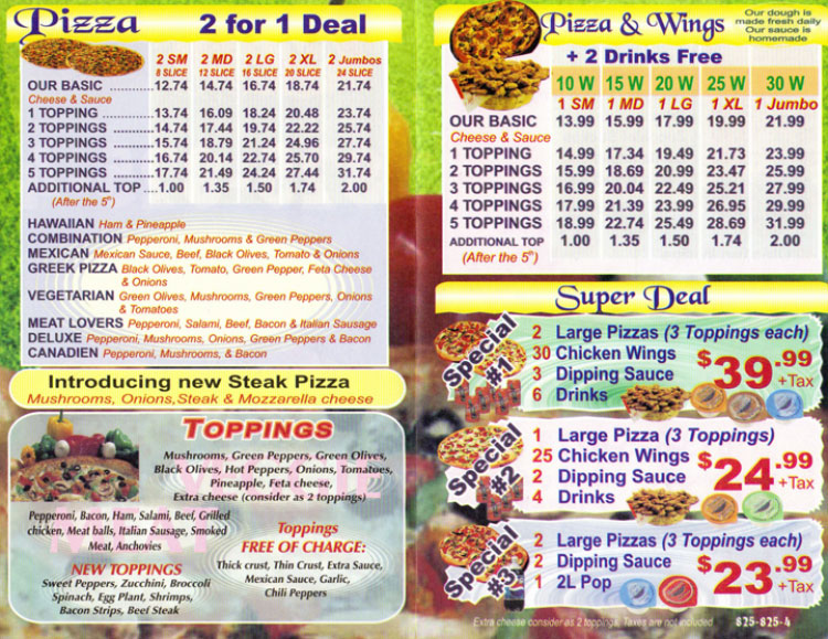 1 For 1 Pizza Menu - Page 2!