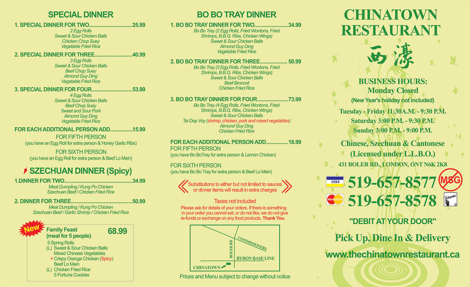 Chinatown Restaurant Menu - Page 1!