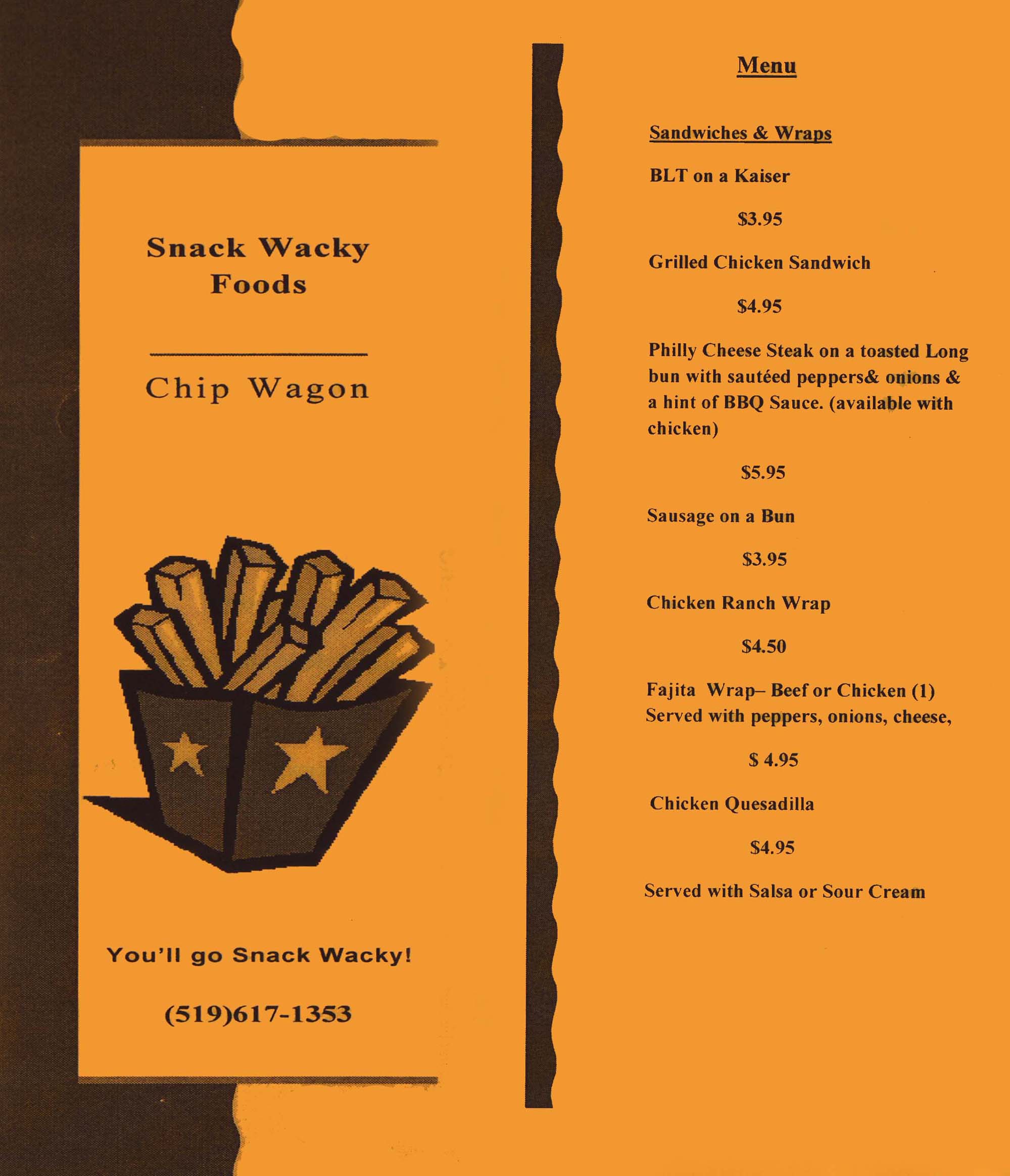 Chip Wagon Menu - Page 1!