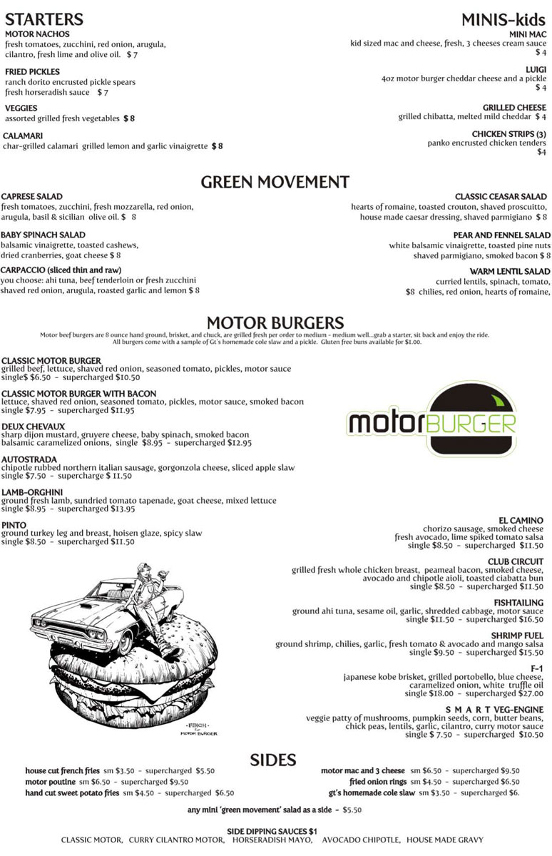 Motor Burger Menu - Page 1!