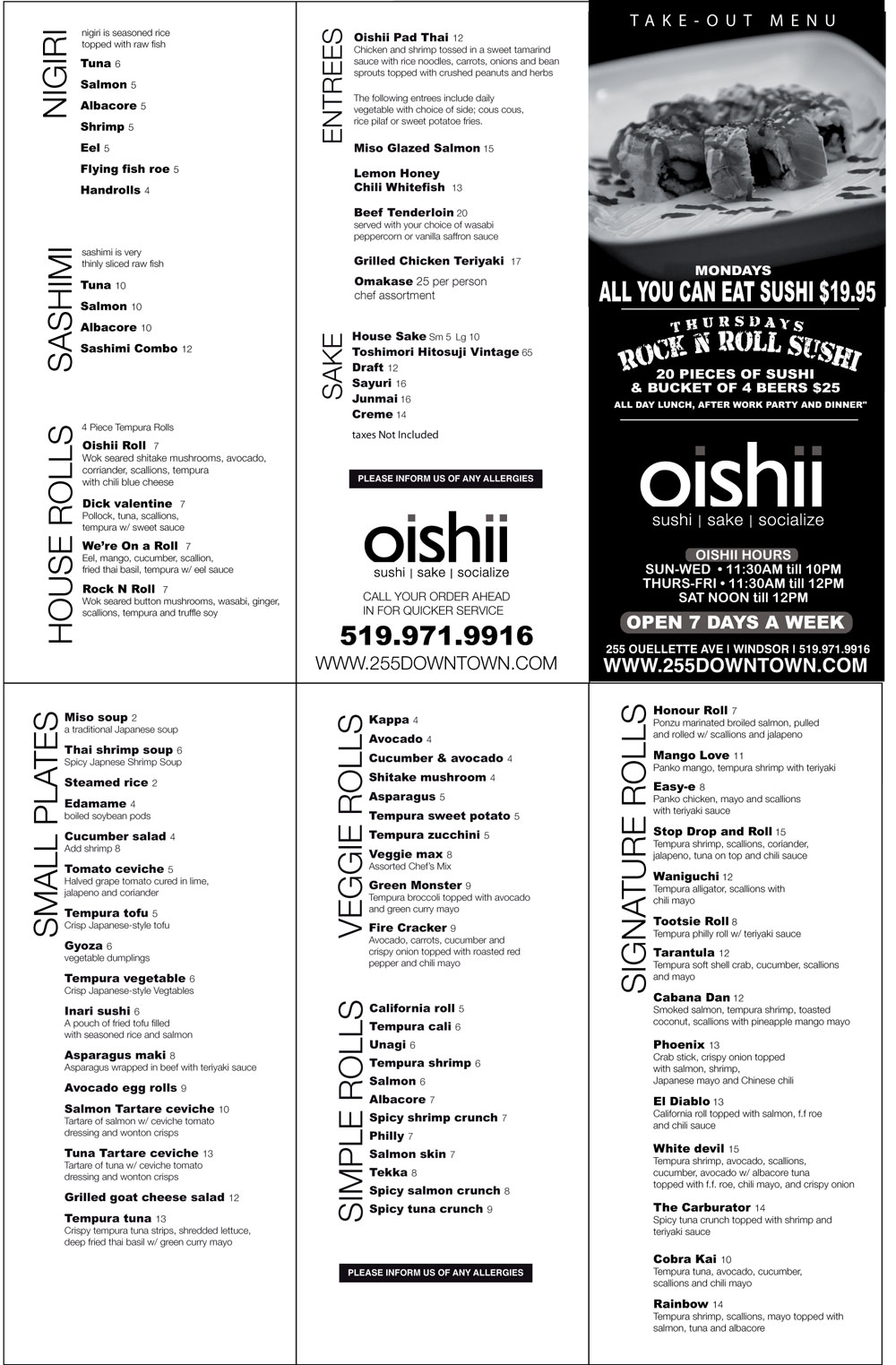 Oishii Sushi Lounge Menu - Page 1!